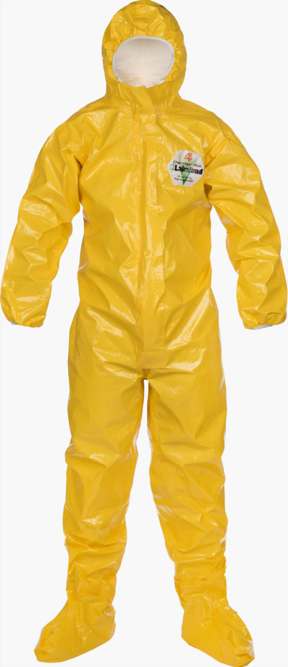 ChemMax® 4 Plus Heat Sealed Seam Yellow Coverall with Respirator Fit Hood/Boots - Disposable Clothing